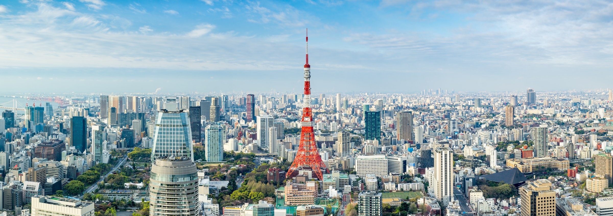 Tokyo Tower rising over the city on a clear day