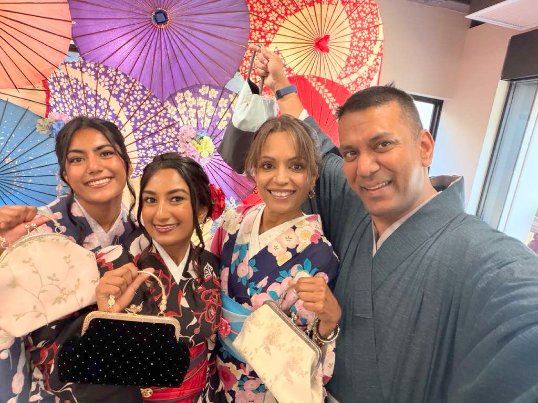 The family in kimono in Kyoto